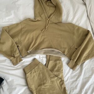 Aritzia Tan Hoodie and Joggers Set